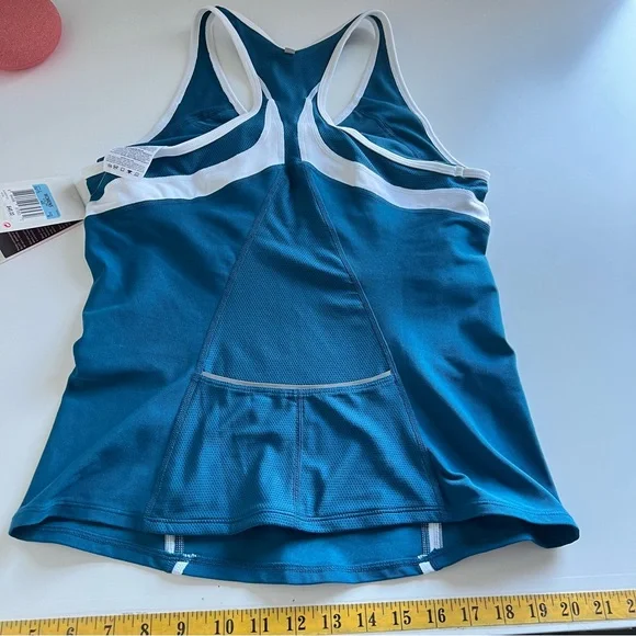 Nike Fit Dry Teal and White Tank Razor back with Bra NWT - Picture 3 of 9